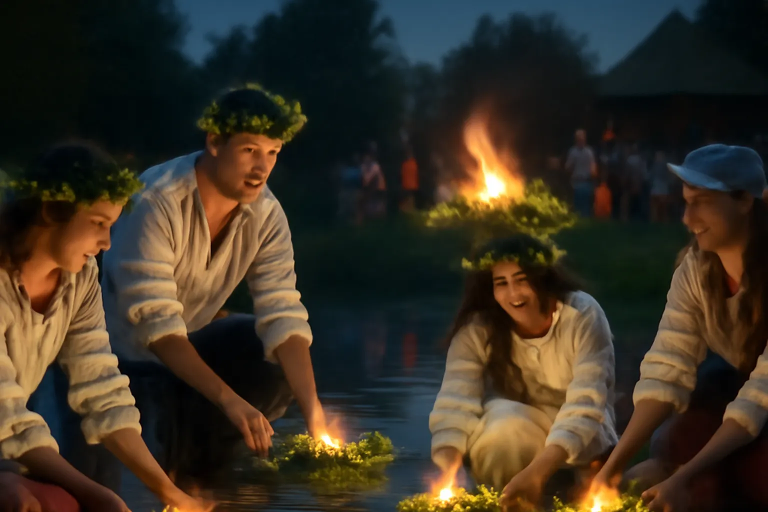 Feux de la fete d'Ivan Koupala lors du solstice d'ete slave